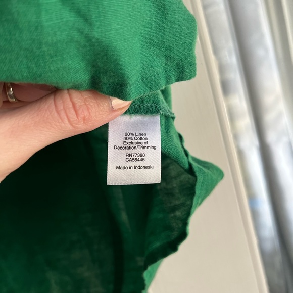 J. Crew | Kelly Green Embroidered Linen Tank 0 - Picture 4 of 6